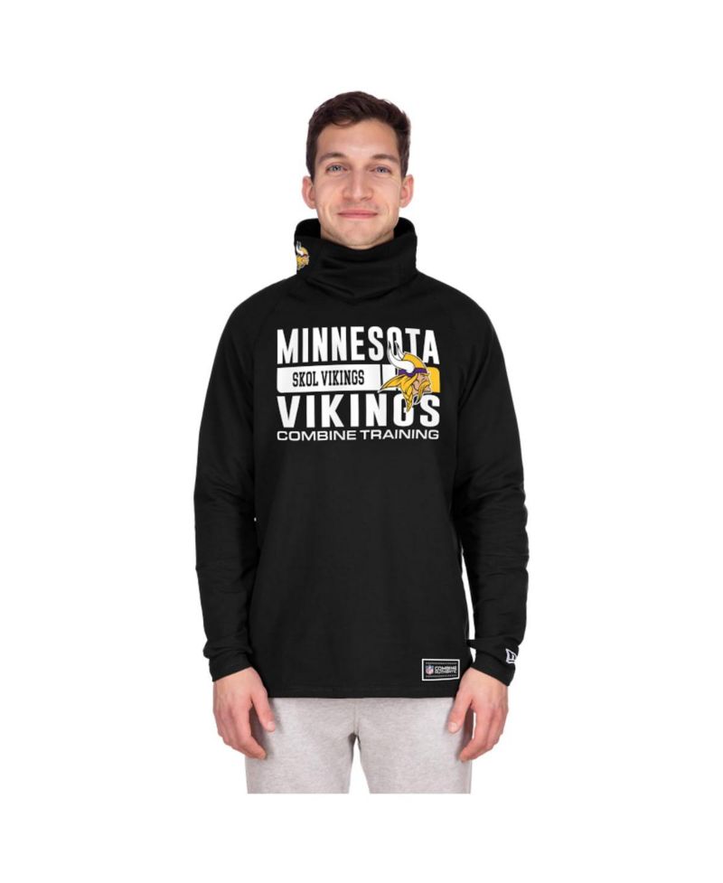 Men's Black Minnesota Vikings Functional Fandom Balaclava Helmet Stripe Tri-Blend Hoodie