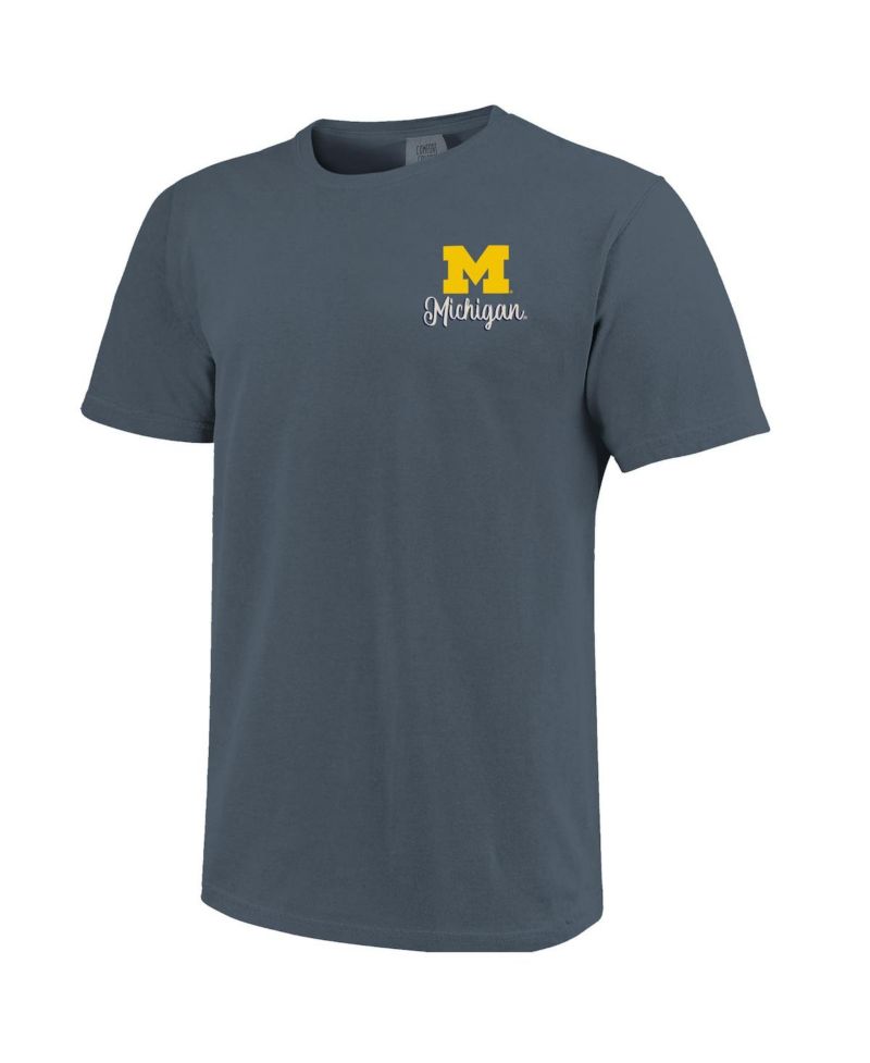 Women's Navy Michigan Wolverines Comfort Colors Campus Scene Drawing Script T-Shirt
