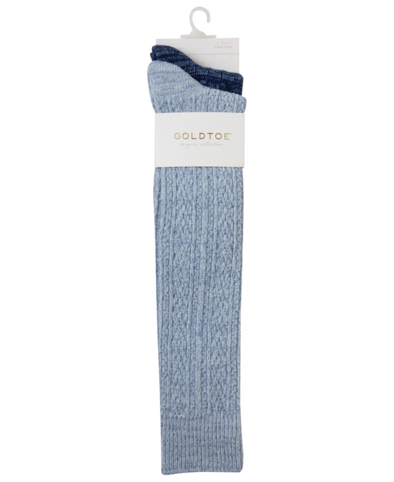 Women's Cable-Knit Reinforced Toe Knee-High Socks, 2-Pack