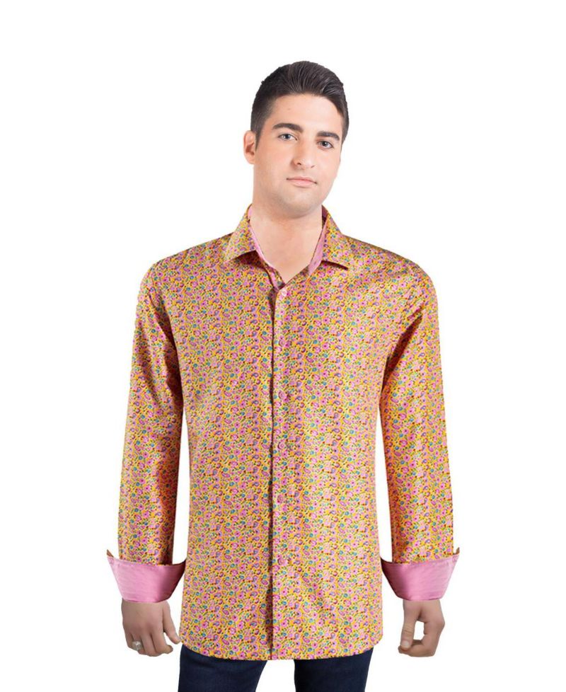 Men's Slim Fit Paisley Print Button-Down Shirt By
