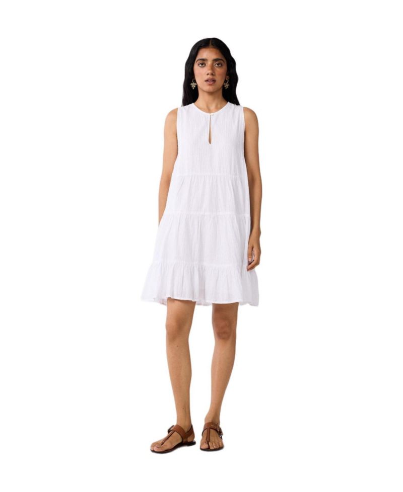 Women's Embroidered Everyday Sleeveless Short Tiered Dress