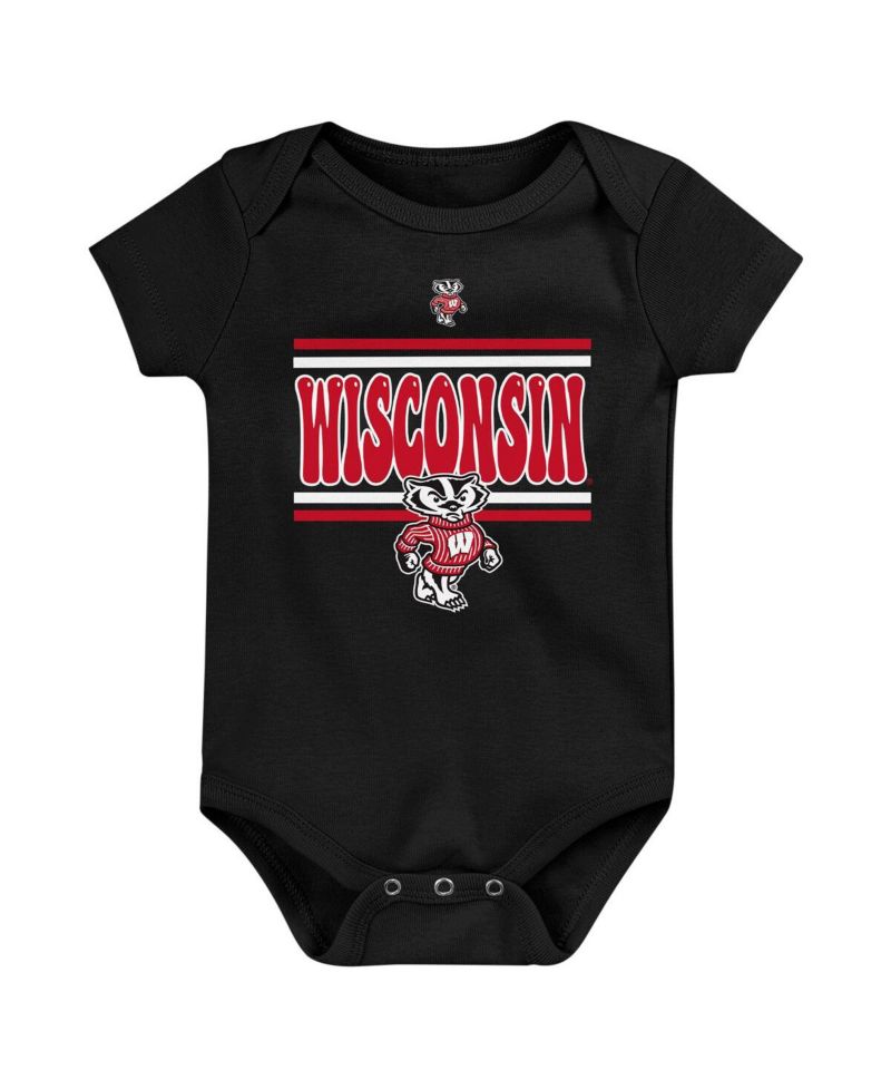 Newborn Red Wisconsin Badgers Sunday Comics Bodysuit 3-Pack
