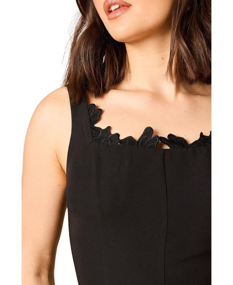 Women's Lace Godet Square Neck Mini Dress