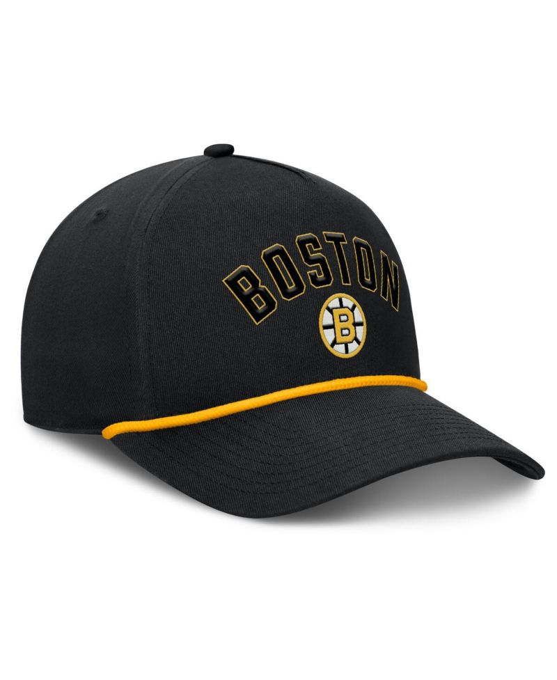Men's Black Boston Bruins Decades Collection A-Frame Rope Adjustable Hat