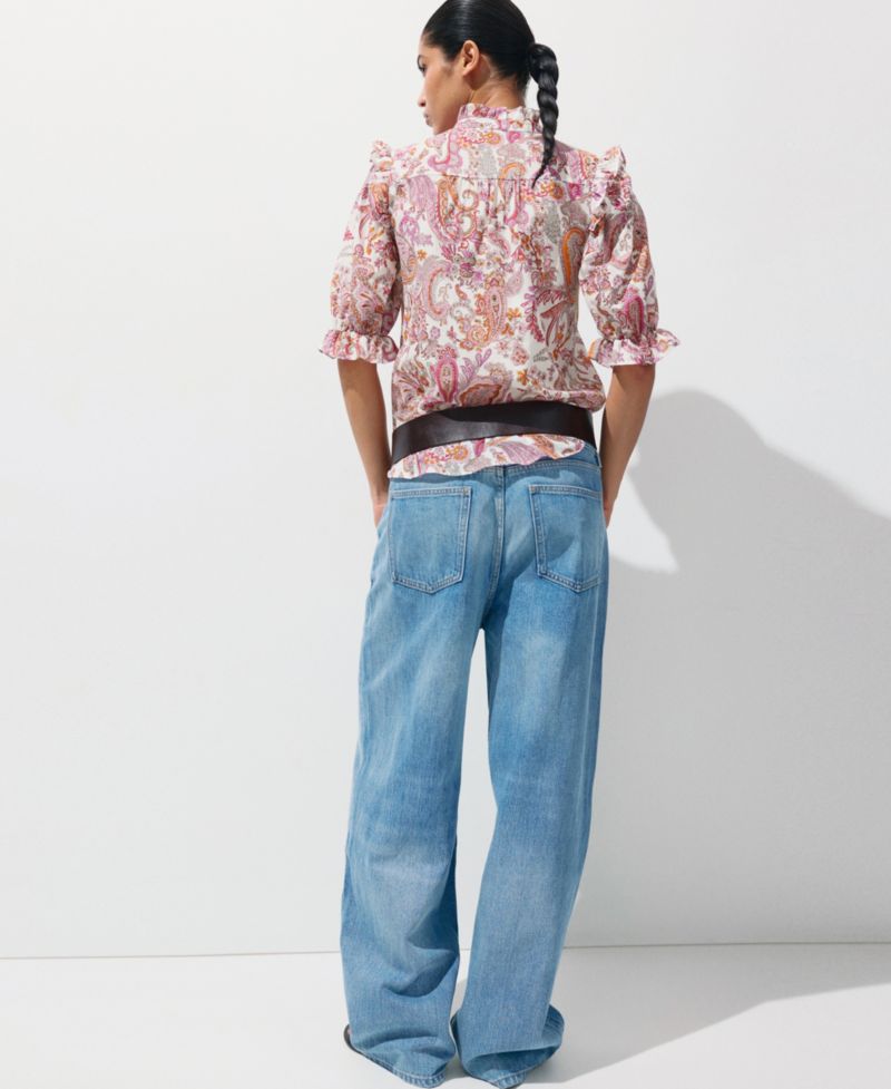 Women's Paisley-Print Ruffled Blouse