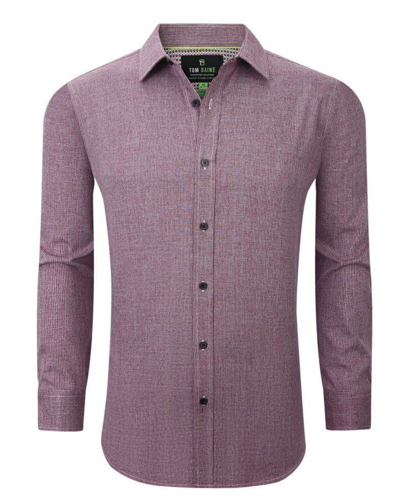 Men's Four-Way Stretch Solid Textured Button Down Dress Shirt