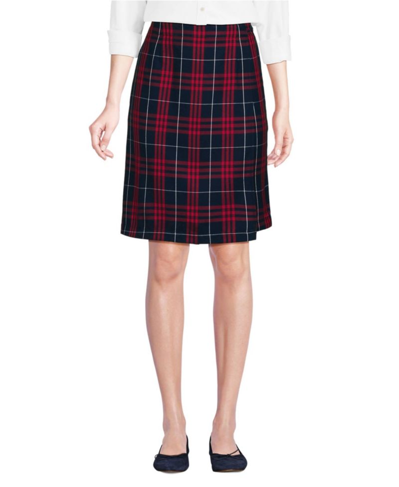 Women's Plaid A Line Tab Skort Top of Knee