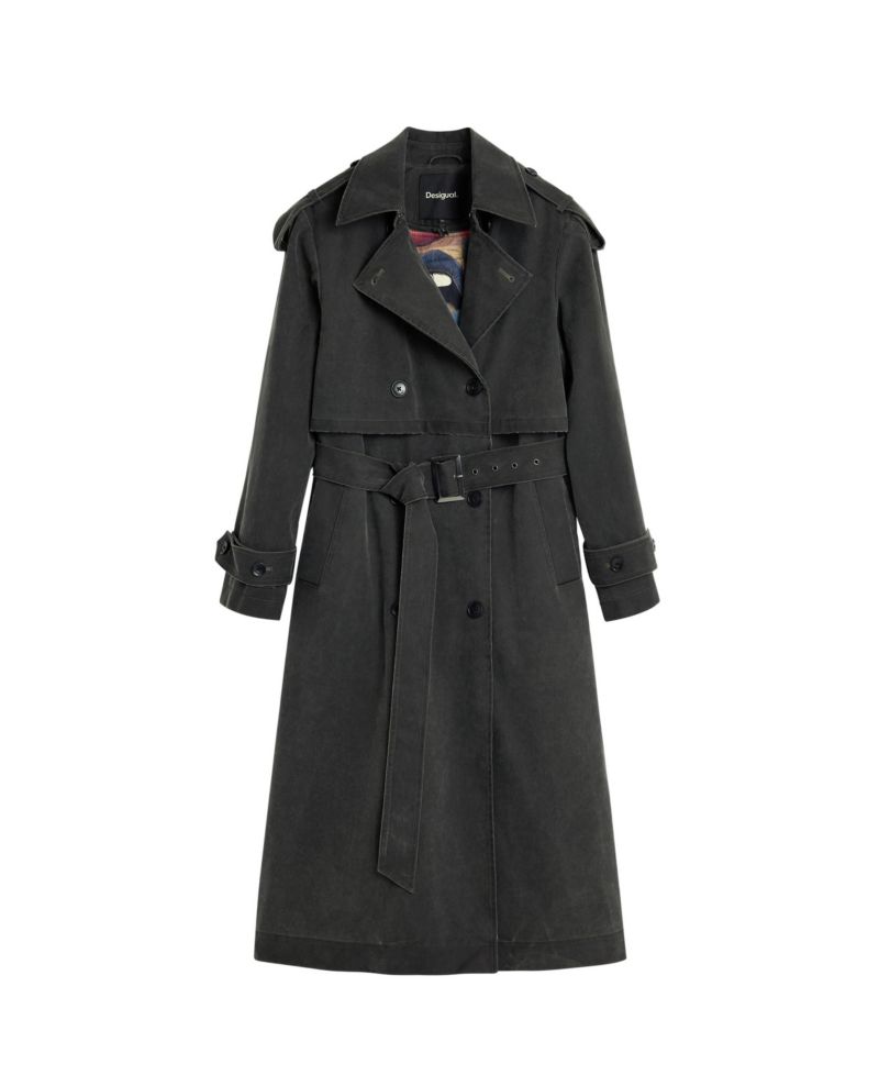 Women's Trench Coat Leather Effect