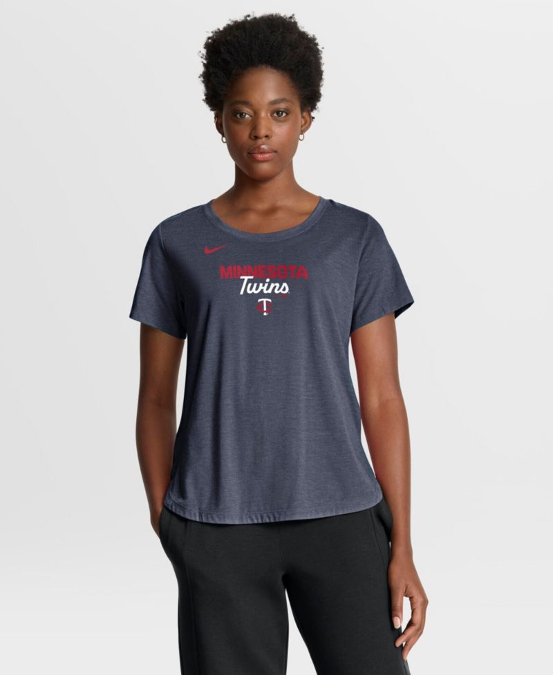 Women's Heather Navy Minnesota Twins Arched Tri-Blend T-Shirt