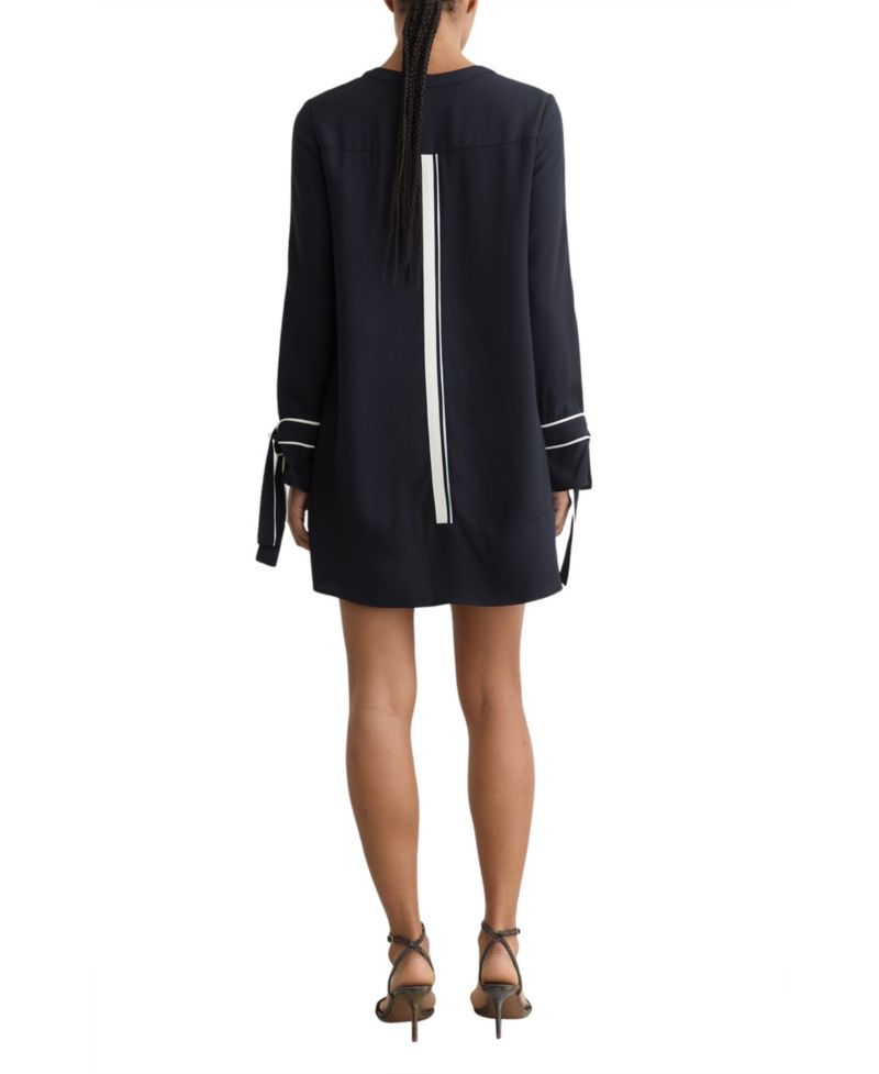 Women's Tammy Long-Sleeve Mini Shift Dress with Contrast Tipping