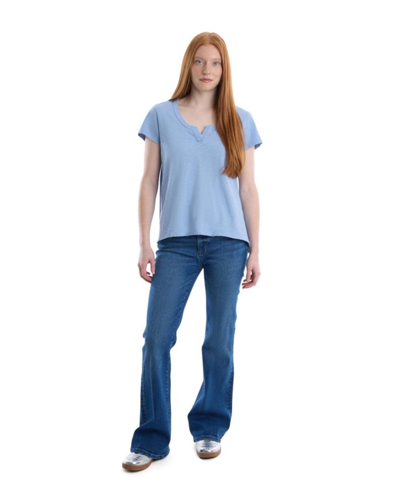 Women's Women''s Short Sleeve Placket Hi-Lo Tee