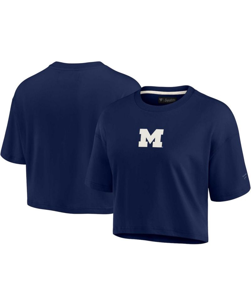 Women's Navy Michigan Wolverines Super Soft Boxy Cropped T-shirt