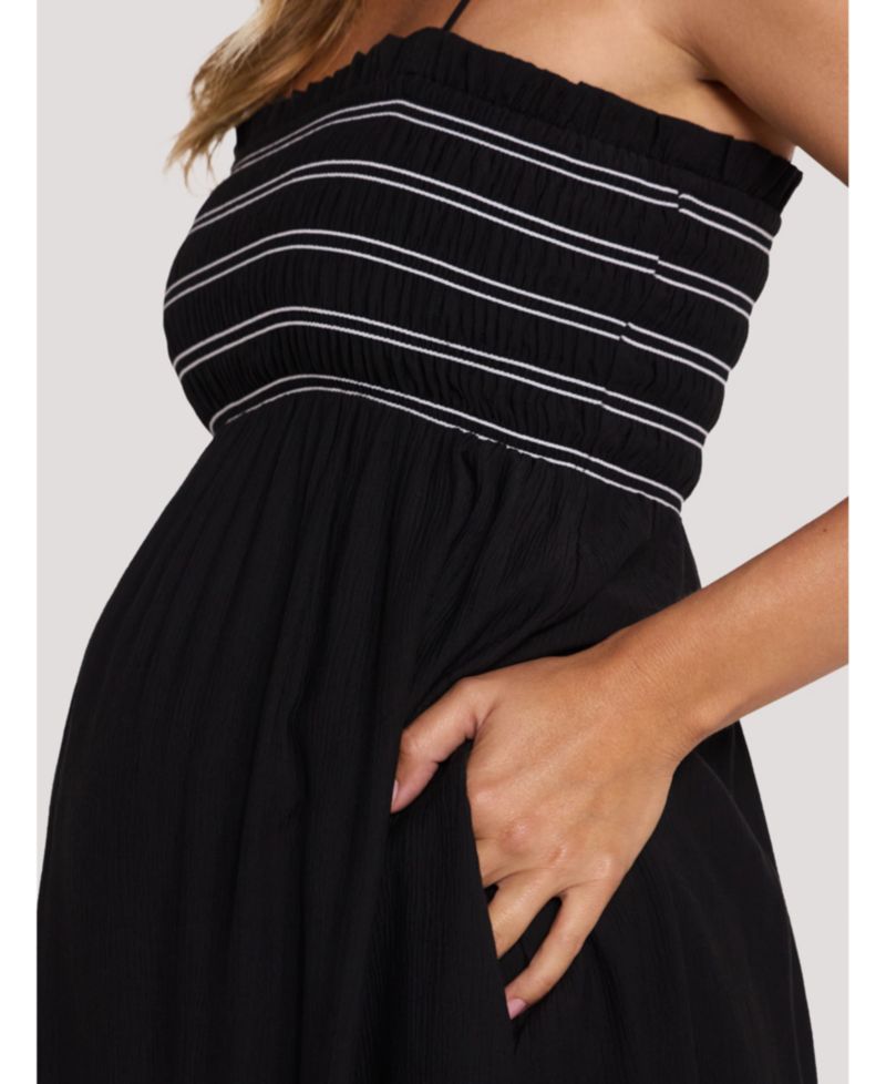 Women's Motherhood Smocked Maxi Dress With Removable Straps