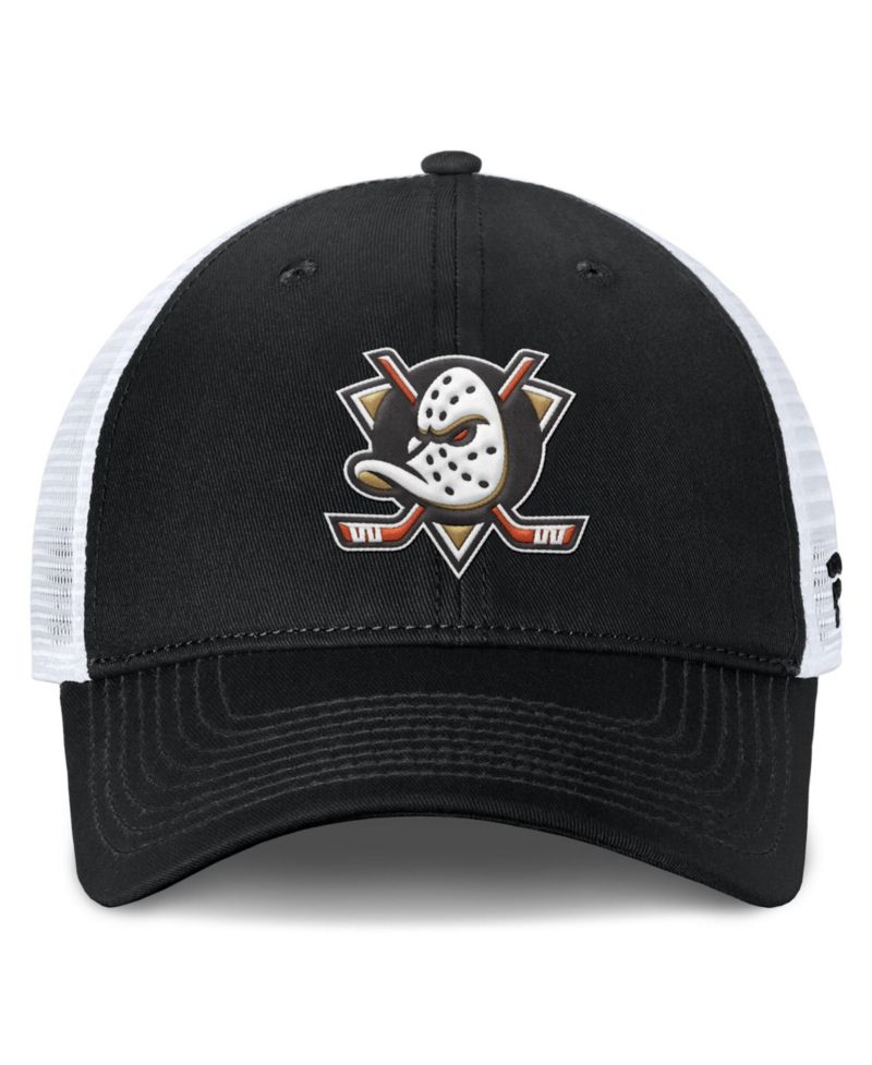 Men's Black/White Anaheim Ducks Core Primary Logo Trucker Adjustable Hat