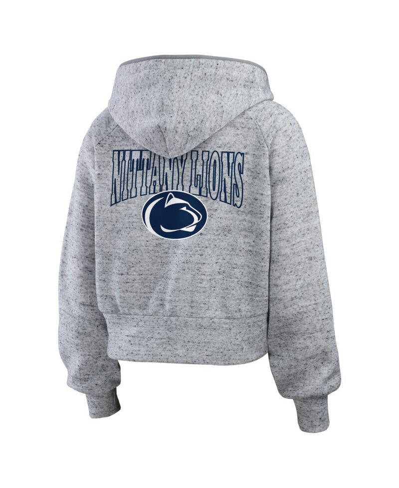 Women's Heather Gray Penn State Nittany Lions Wear Speckle Double-Hit Raglan Full-Zip Hoodie