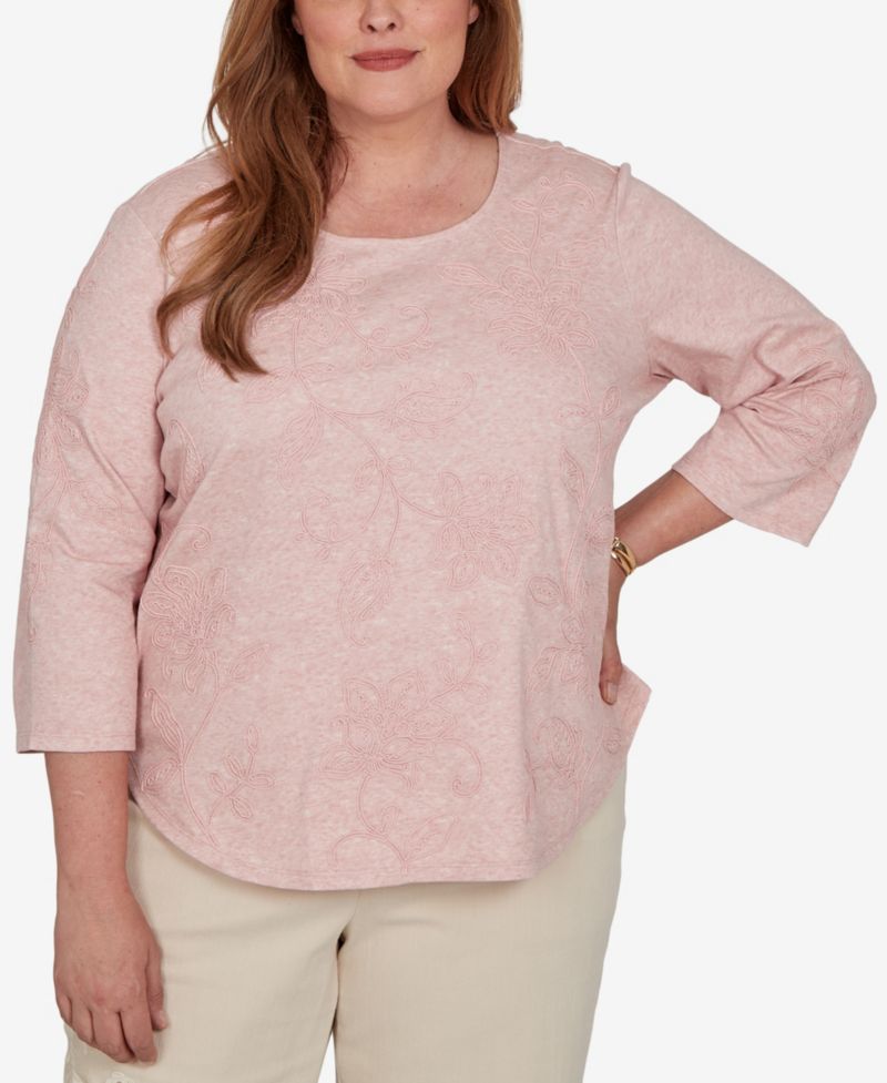 Plus Size Camden Market Tonal Floral Soutache Knit Top