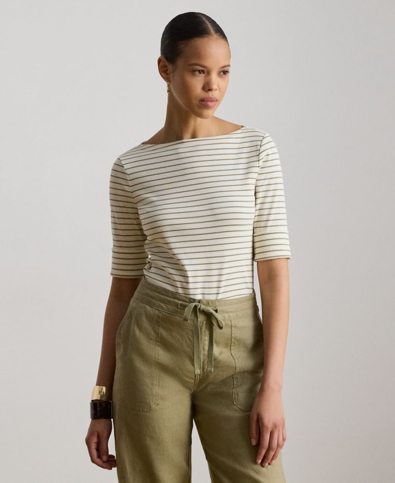 Women's Striped Boat Neck Top