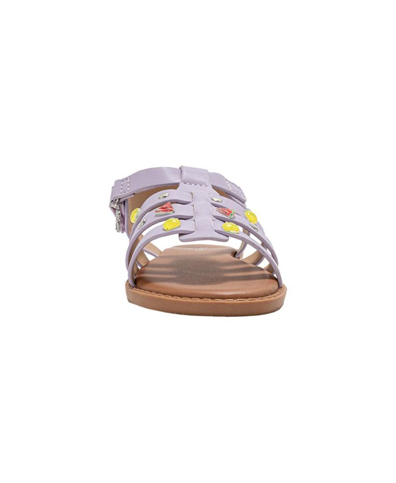 Girls Girl's Fashion Sandals – Comfy Dressy Shoes with Fruit Accents, Studs, and Hanging b Charm