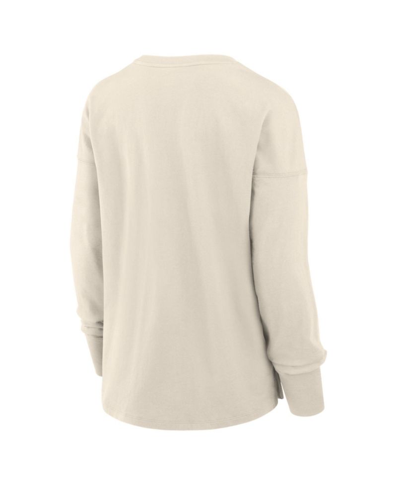 Women's Cream Buffalo Sabres Distressed Logo Long Sleeve T-Shirt