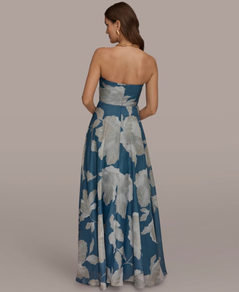 Women's Strapless Floral Organza Gown