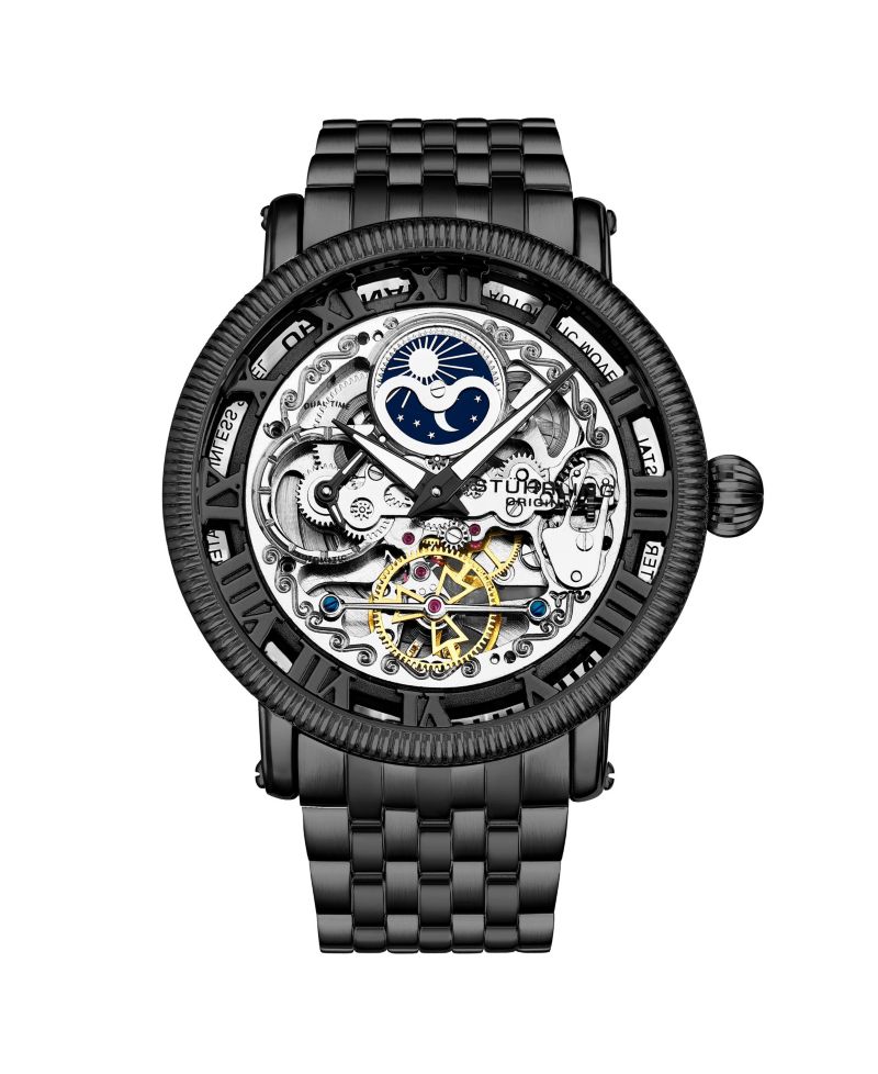 Men's Automatic Black Case, Black Dial, Black Hands, Black Bracelet Watch