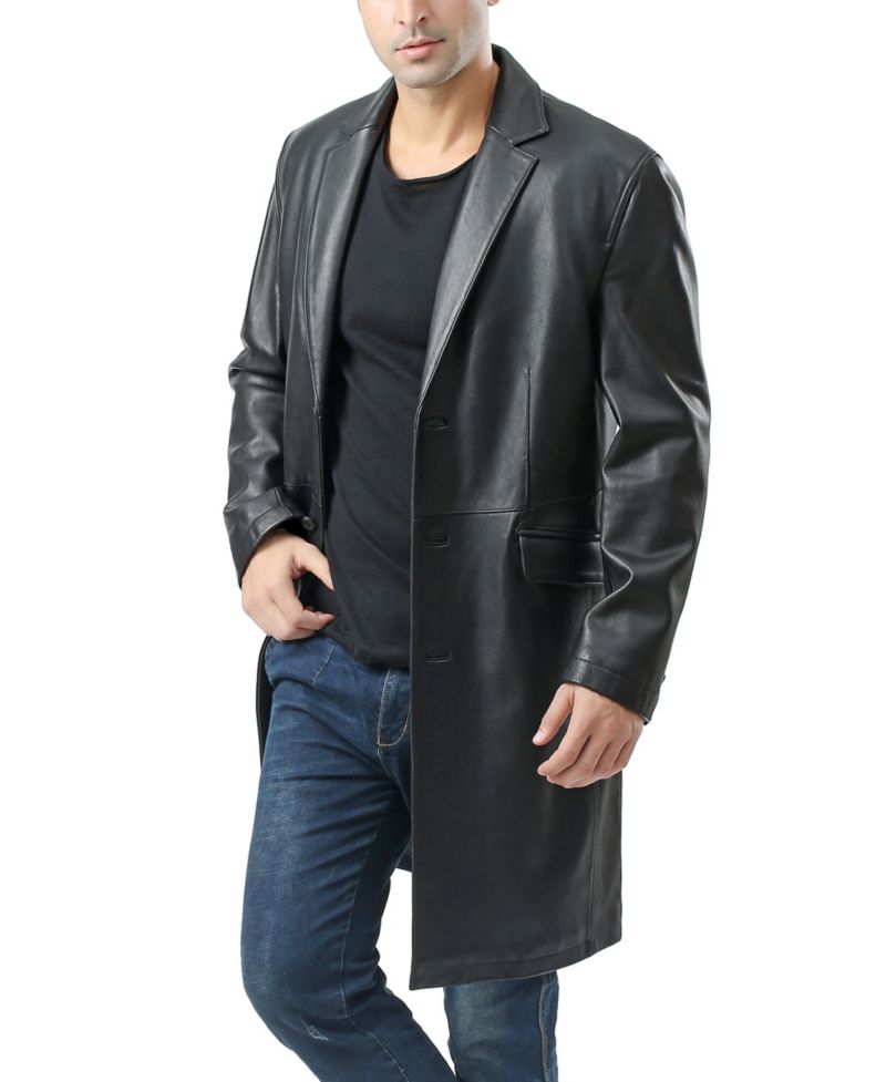 Men's Men Leather Long Coat