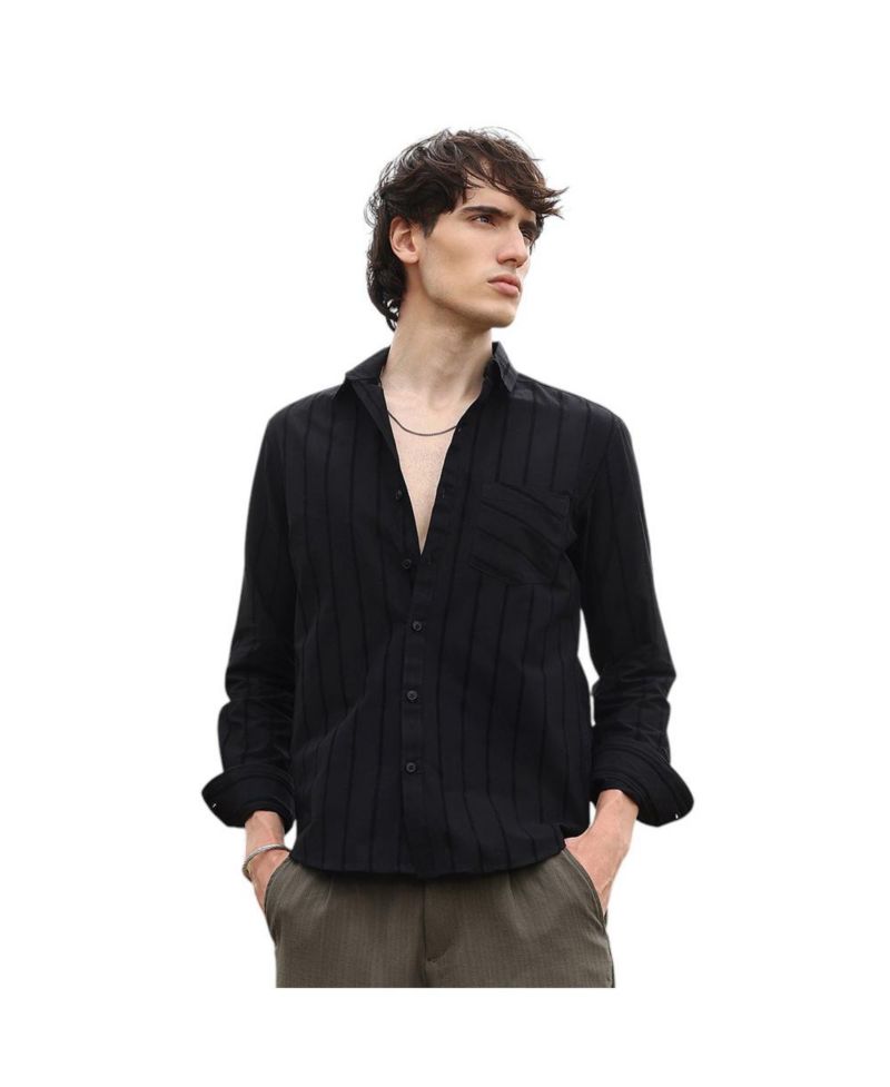Men's Midnight Blacl Pastel Striped Shirt
