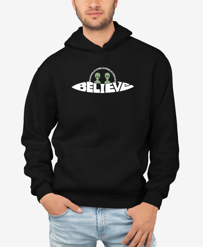Men's Believe UFO Word Art Hooded Sweatshirt