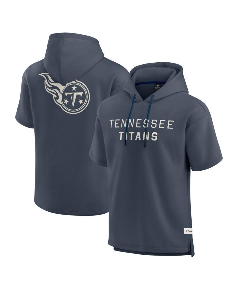 Men's Navy Tennessee Titans Elements Future Ground Lettering Short Sleeve Pullover Hoodie