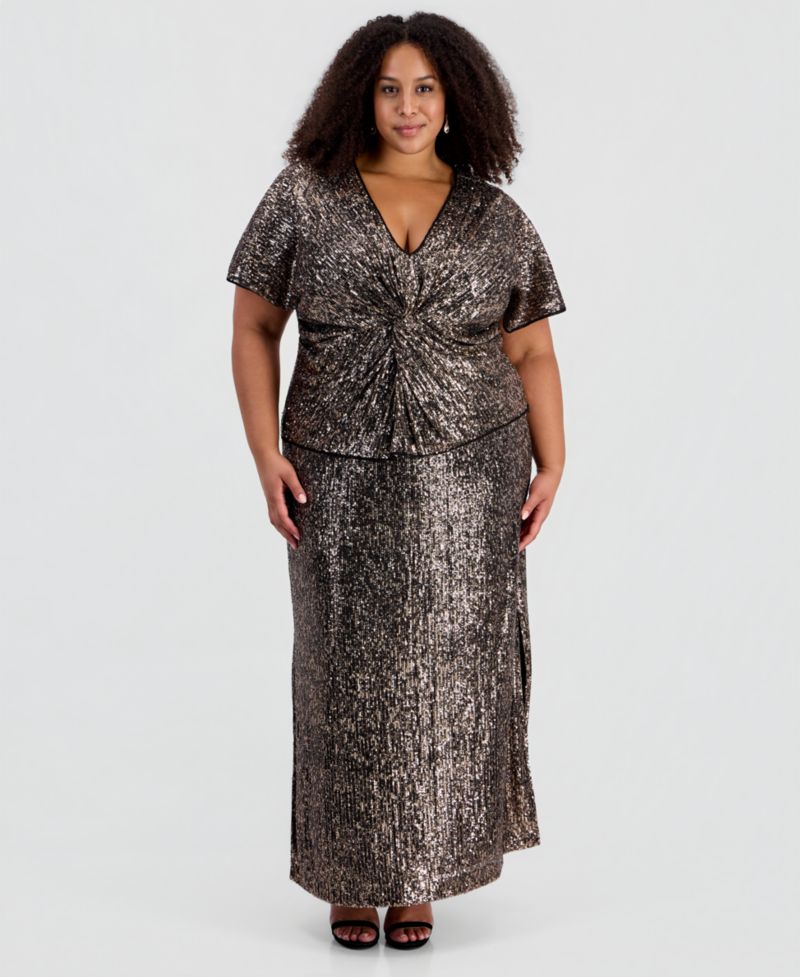 Plus Size Sequinned Maxi Skirt