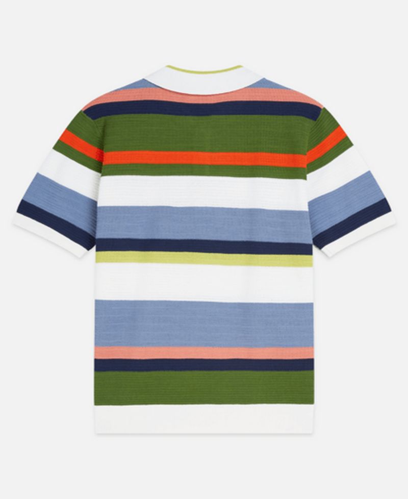 Men's Striped Knitted Polo Shirt