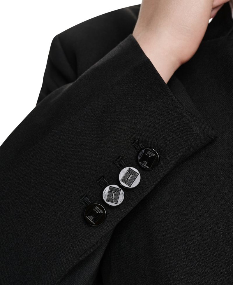 Plus Size One-Button Reverse Lapel Banded Blazer