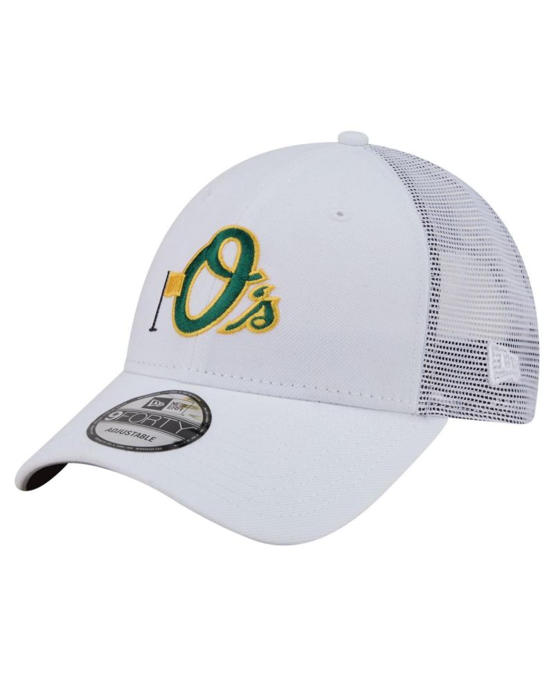 Men's White Baltimore Orioles Flag 9FORTY Trucker Adjustable Hat