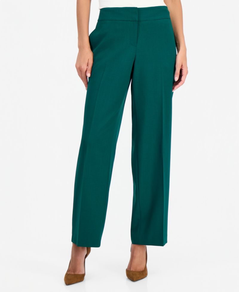 Women's Notch-Collar Stretch Wide-Leg Jacket and Pants, 2-Piece Set