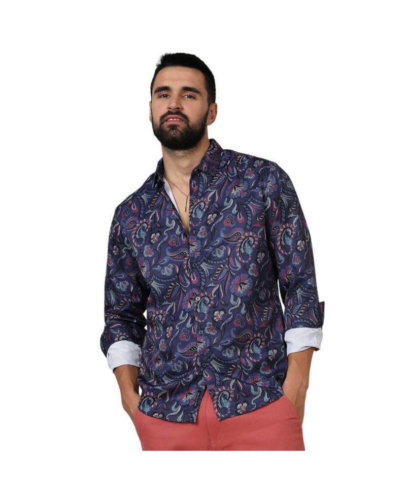 Men's Navy Blue Paisley Shirt