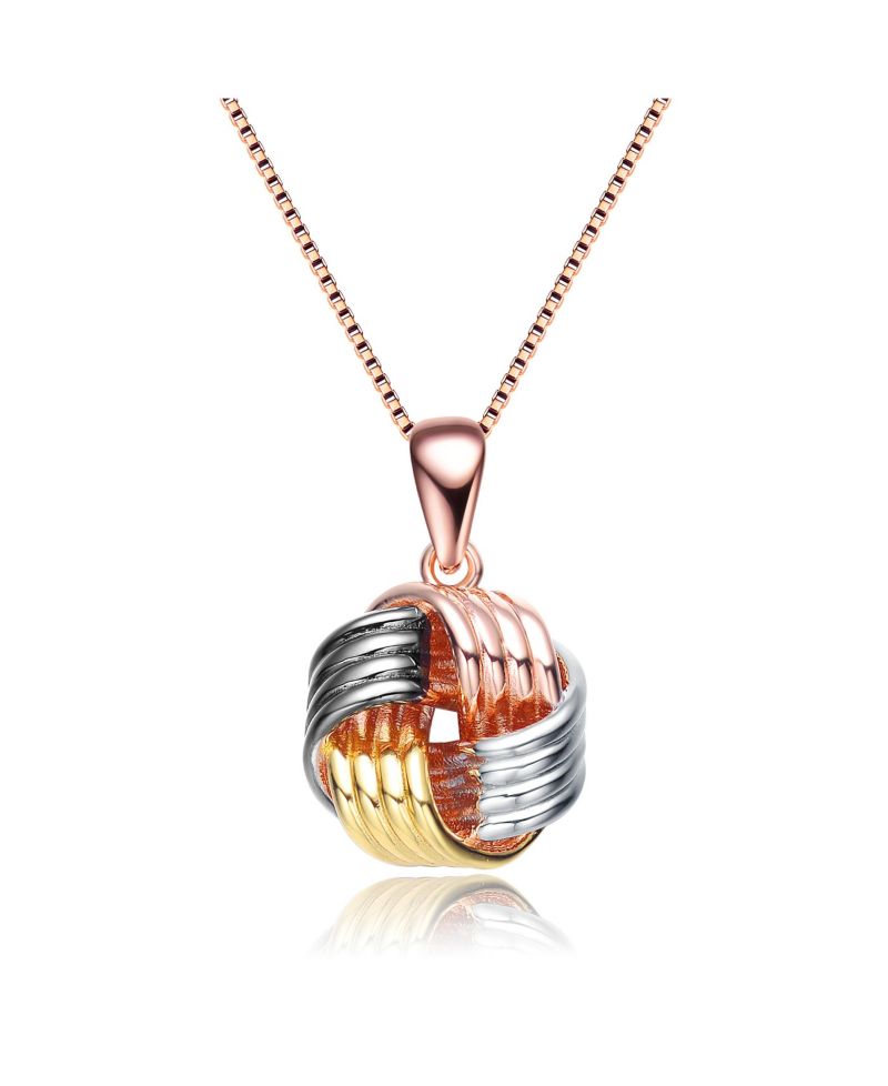 Women's Stunning Sterling Tri-Tone Knot Pendant Necklace