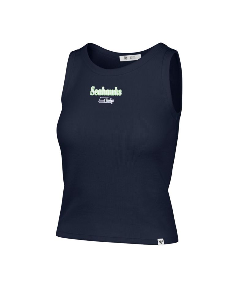 Women's '47 College Navy Seattle Seahawks Cropped Straight Cut Ribbed Baby Tank Top