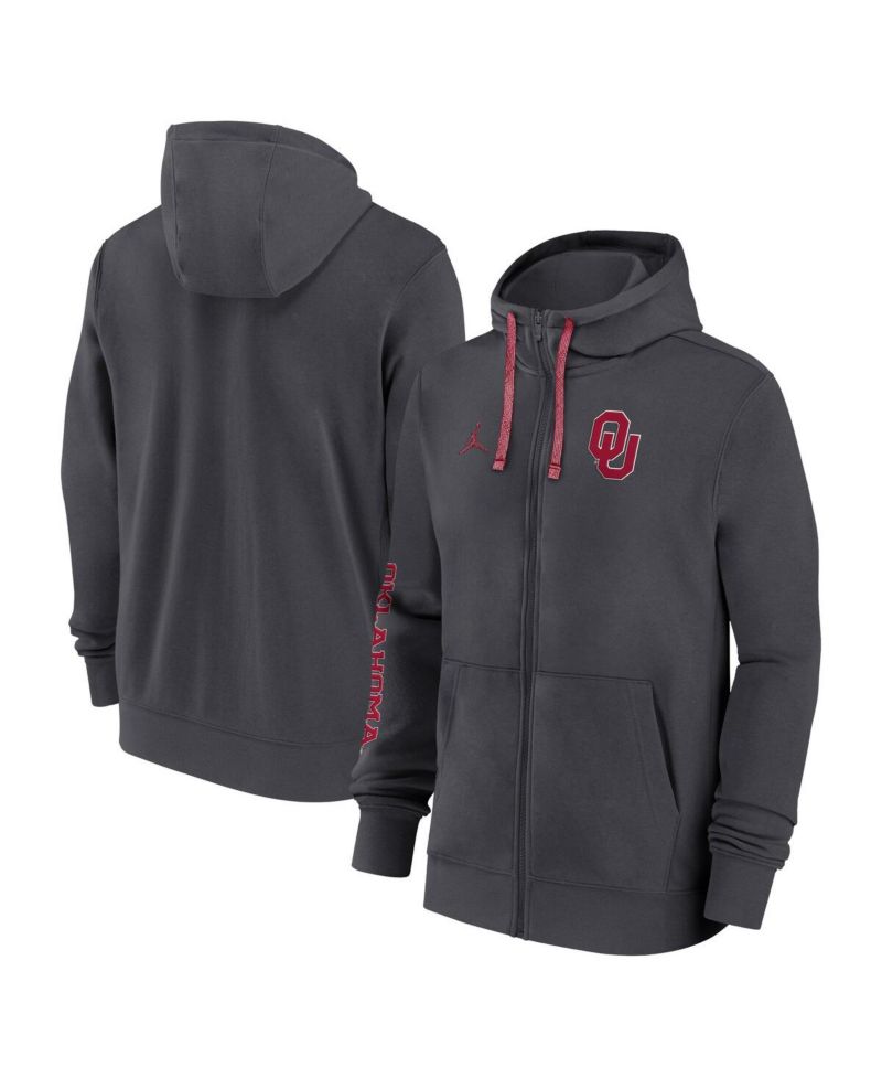 Men's Anthracite Oklahoma Sooners 2024 Sideline Full-Zip Hoodie