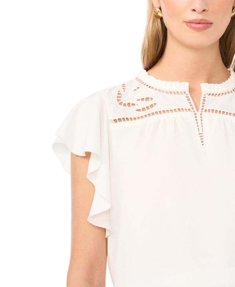 Women's Short-Sleeve Embroidered Blouse