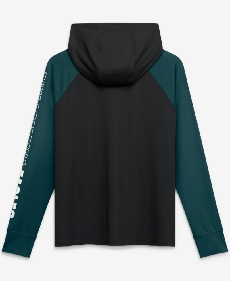 Women's Black/Midnight Green Philadelphia Eagles Cornerback Blitz Raglan Full-Zip Hoodie