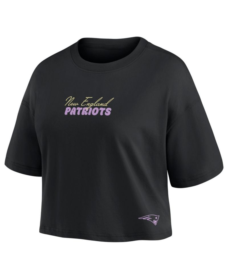 Women's New England Patriots Drake Maye Cropped Relaxed-Fit Crewneck T-Shirt