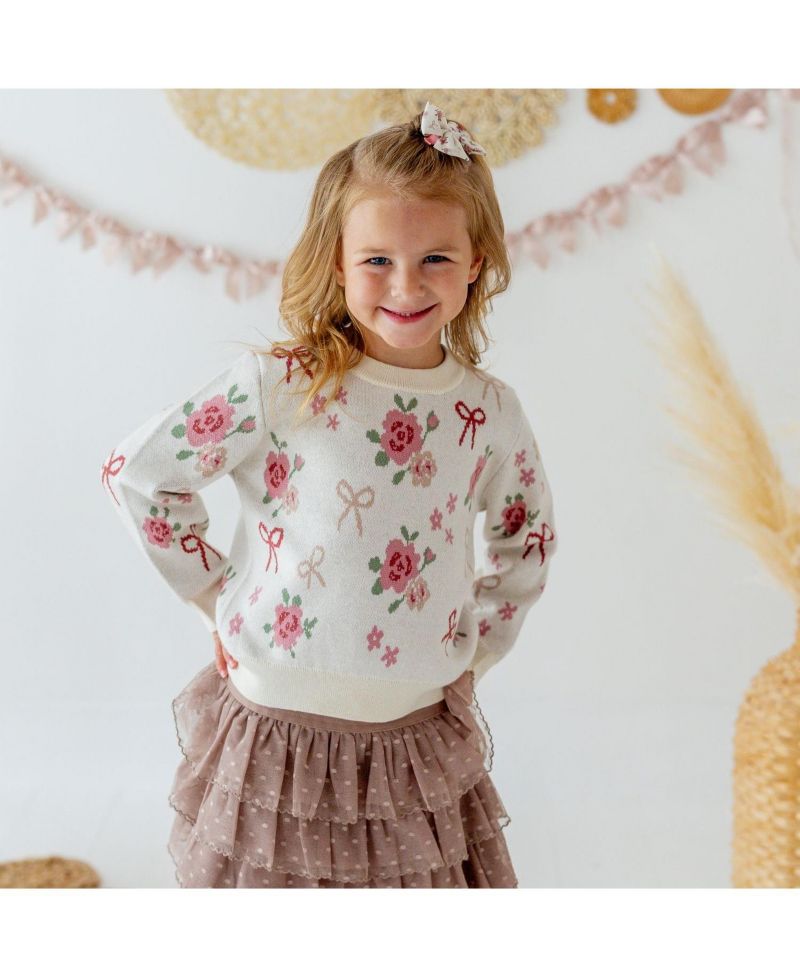 Little Girls Coquette Rose Sweater