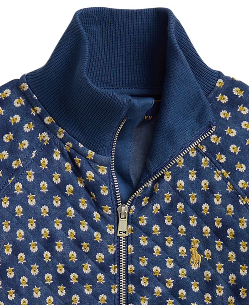 Girls' 2T-6X Floral Quilted Double-Knit Full-Zip Jacket