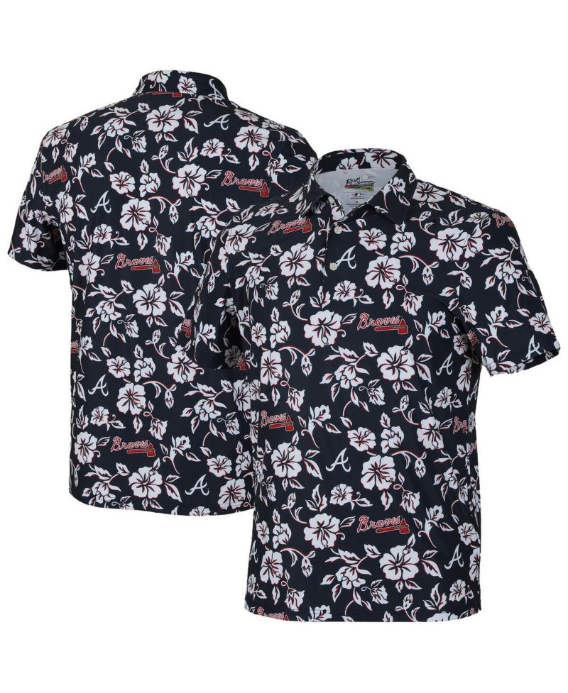 Men's Navy Atlanta Braves Pua Performance Polo Shirt