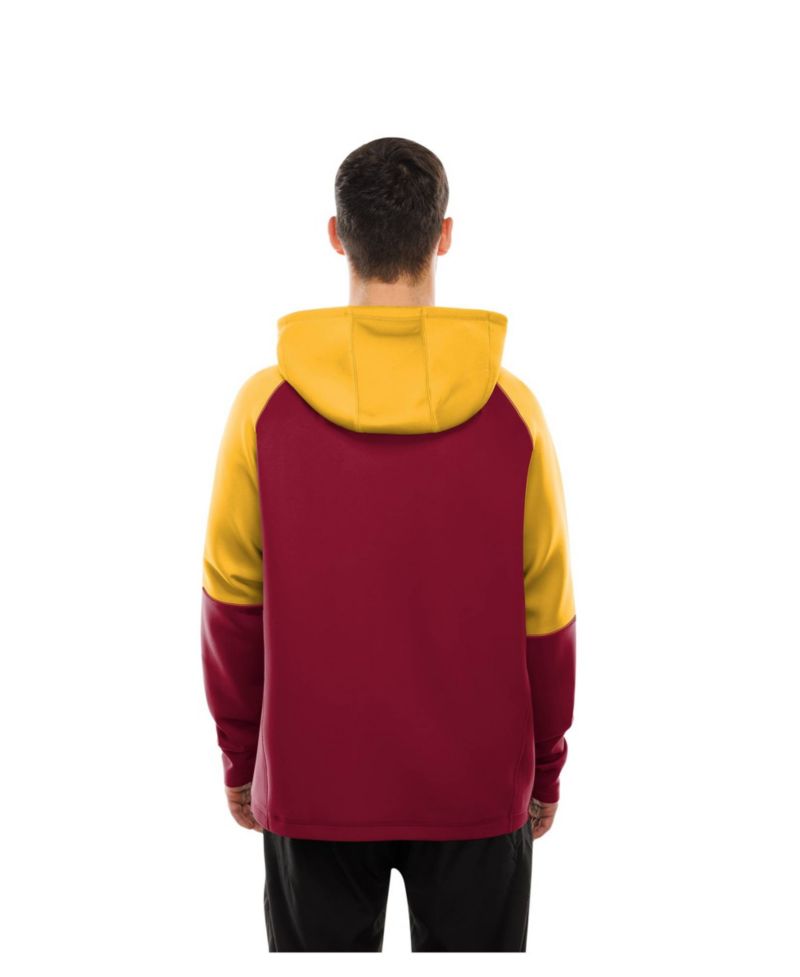 Men's Burgundy Washington Commanders Combine Authentic Color Block Raglan Pullover Hoodie