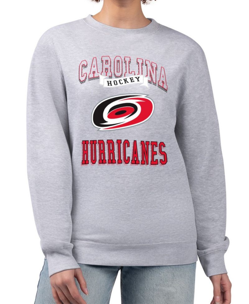 Women's Heather Gray Carolina Hurricanes Team Logo Tri-Blend Fleece Pullover Sweatshirt