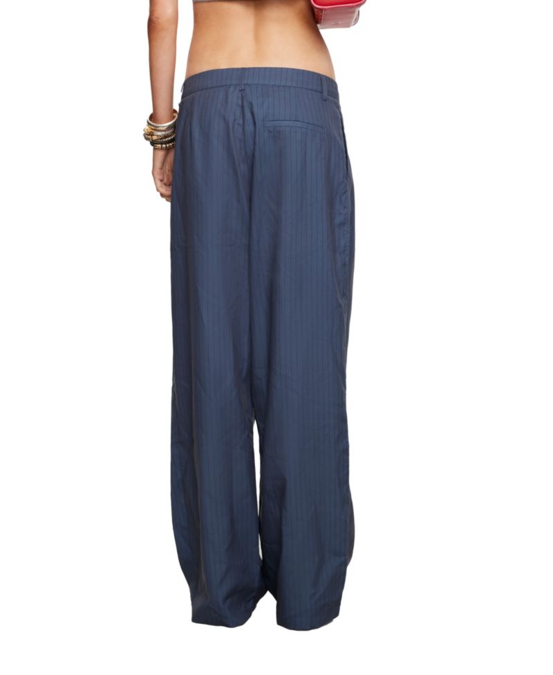Women's Hills Pleated Pinstripe-Print Wide-Leg Trousers