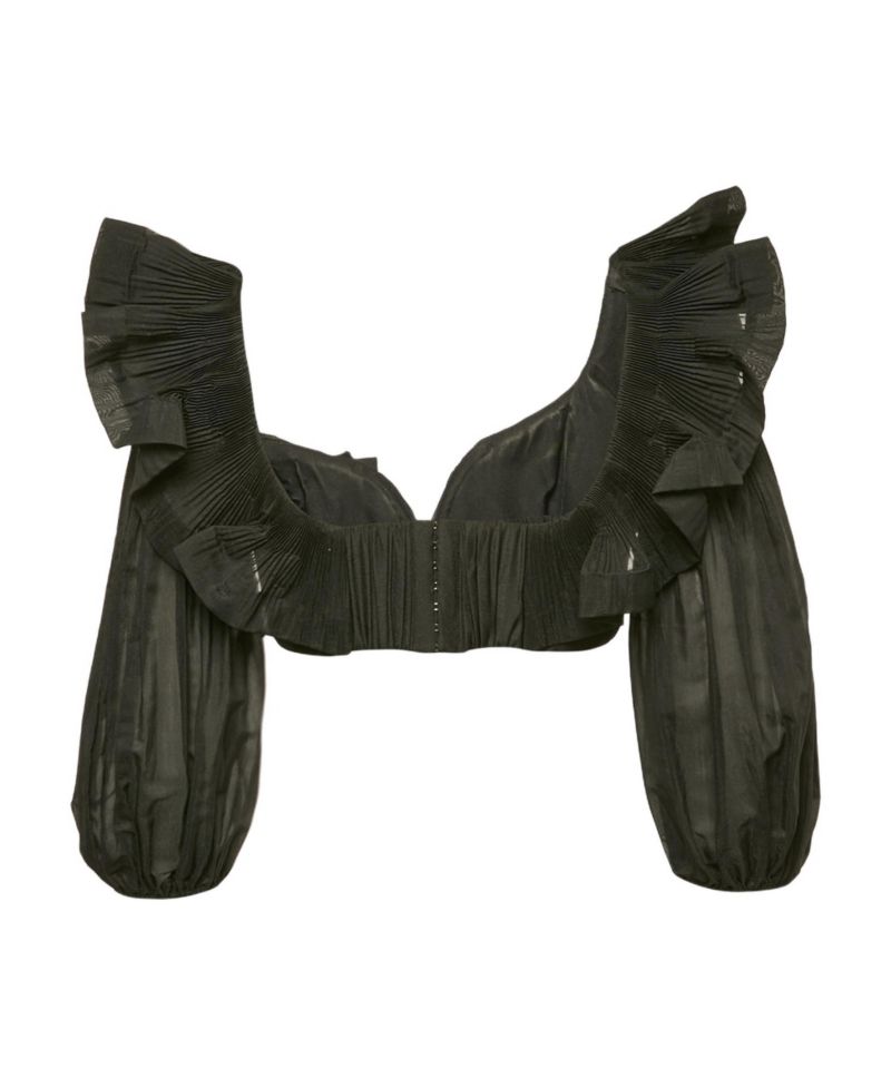 Women's Crepe Ruffled Crop Top