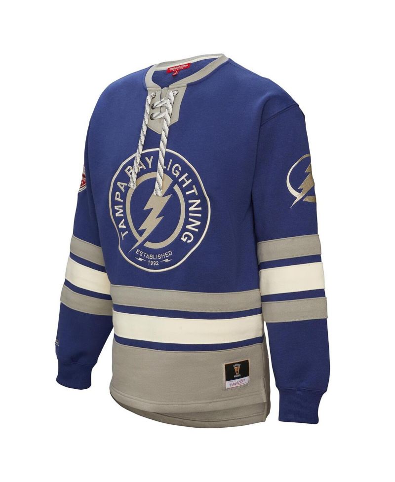 Women's Blue Tampa Bay Lightning Heritage Lace-Up Pullover Sweatshirt