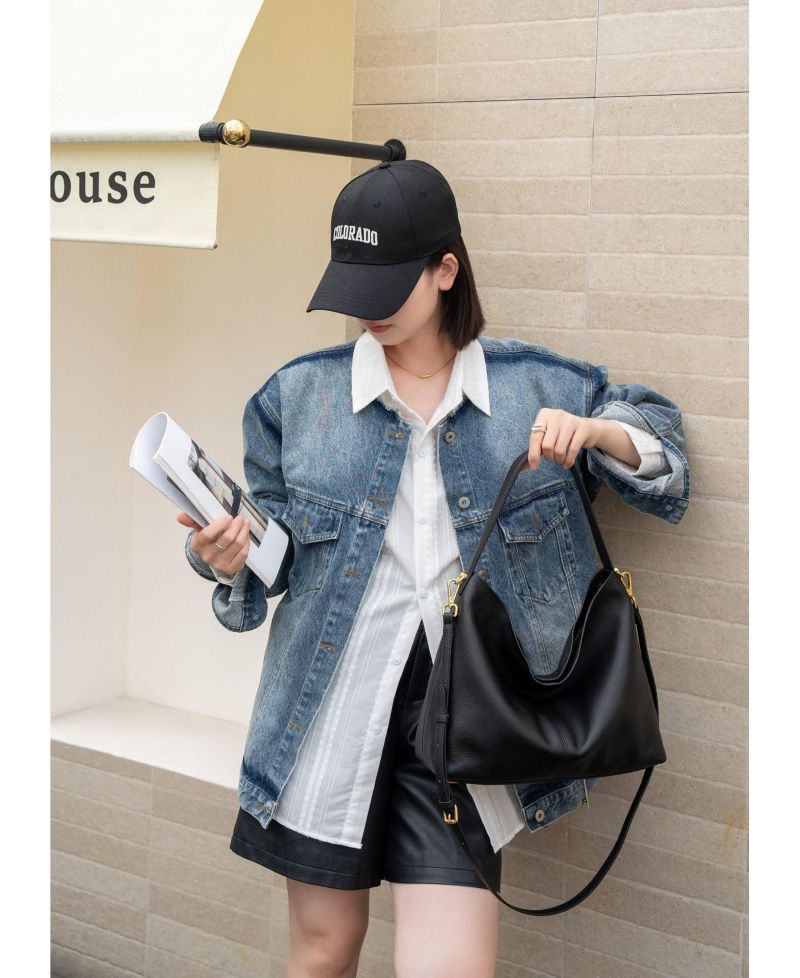 Mara Soft Pebbled Leather Slouchy Hobo Shoulder Bag with Crossbody Strap Casual Everyday Tote Purse